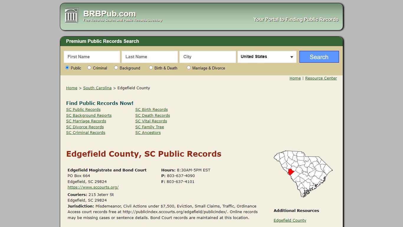 Edgefield County Public Records | Search South Carolina ...