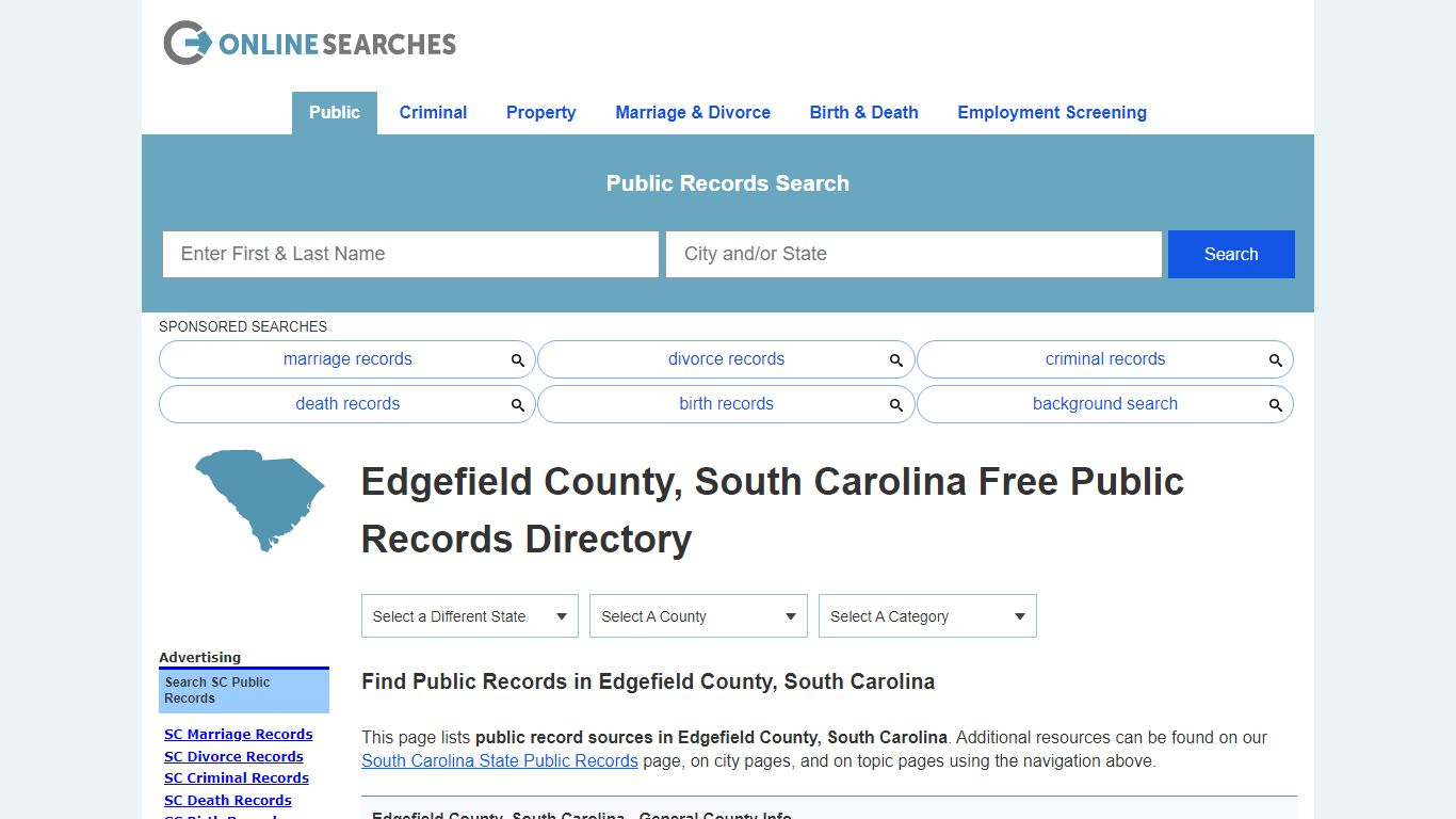 Edgefield County, South Carolina Public Records Directory