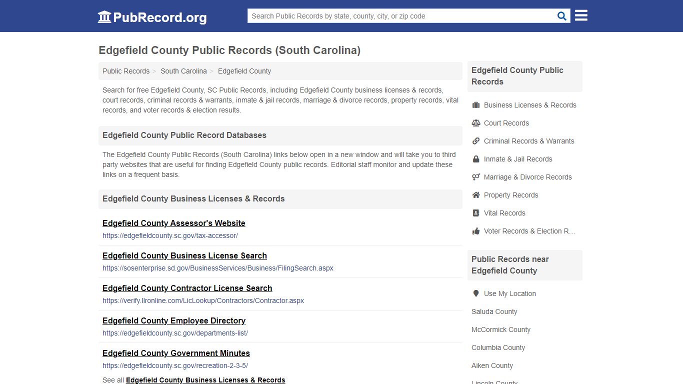 Free Edgefield County Public Records (South Carolina ...